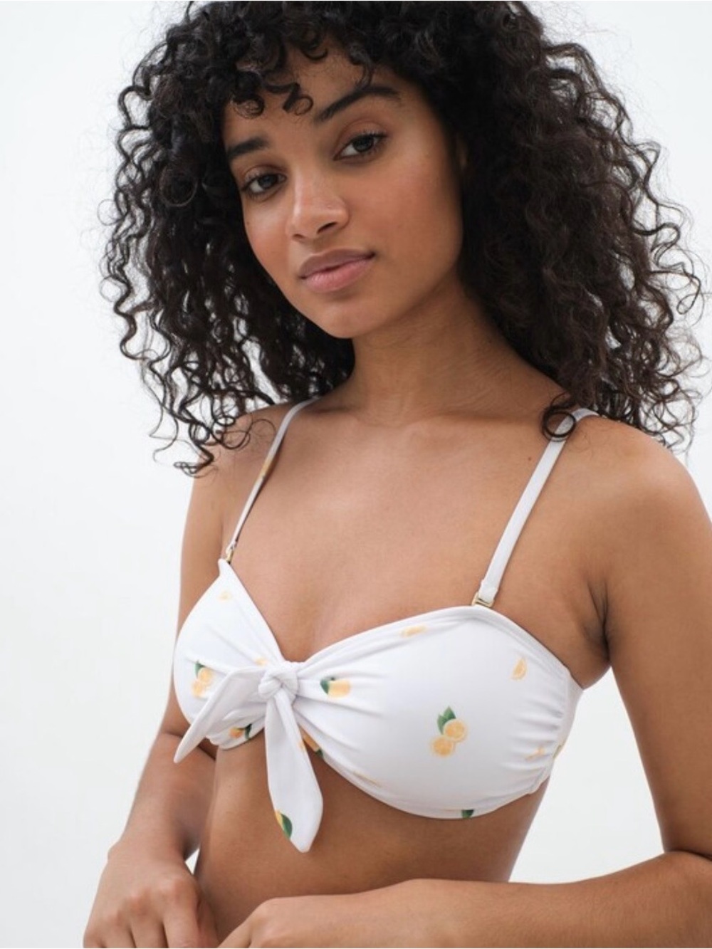 Aéropostale Lemon Tie-Front Bandeau Bikini Top